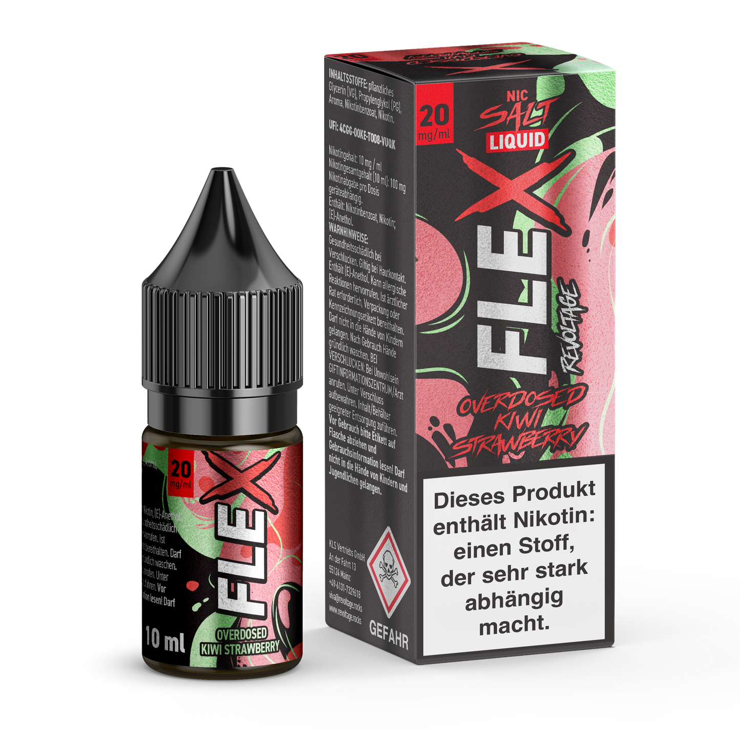 Revoltage  FLEX – Overdosed Kiwi Strawberry E-Liquid 20 mg / 10ml